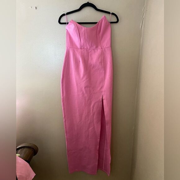Superdown Ryleigh strapless maxi dress hot pink maxi gown stretch Revolve - Picture 8 of 10